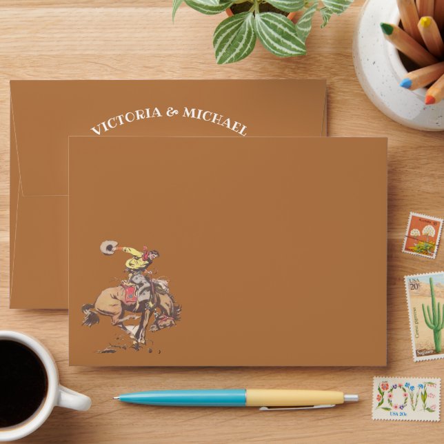 Western Cowboy Bucking Bronco Envelope (Desk)