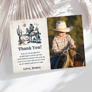 Western Cowboy Carte de remerciements de fête d'an