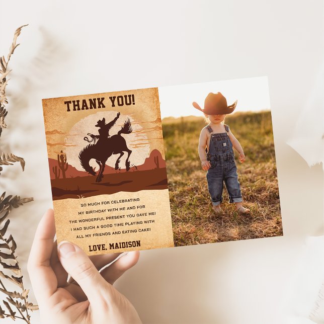 Western Cowboy Carte de remerciements de fête d'an (Créateur téléchargé)