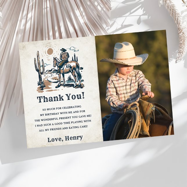 Western Cowboy Carte de remerciements de fête d'an (Créateur téléchargé)