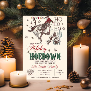 Western Cowboy Christmas Holiday Hoedown party Invitation