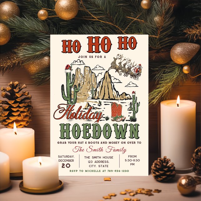Western Cowboy Christmas Holiday Hoedown Party Invitation (Creator Uploaded)