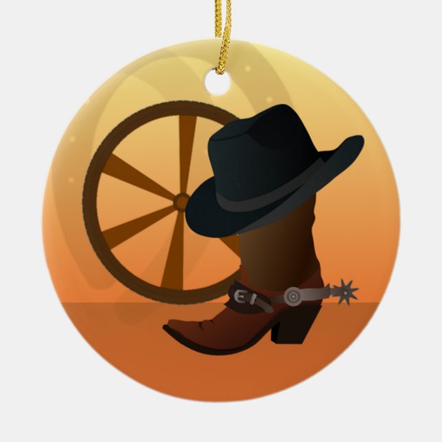Western Cowboy Christmas Ornament (Front)