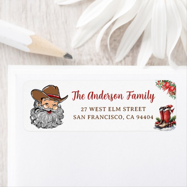 Western Cowboy Christmas Return Address Label (Insitu)