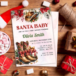 Western Cowboy Christmas Santa Baby Shower Invitation