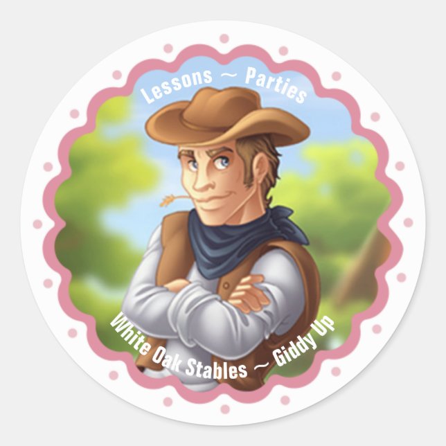 Western Cowboy Classic Round Sticker (Front)