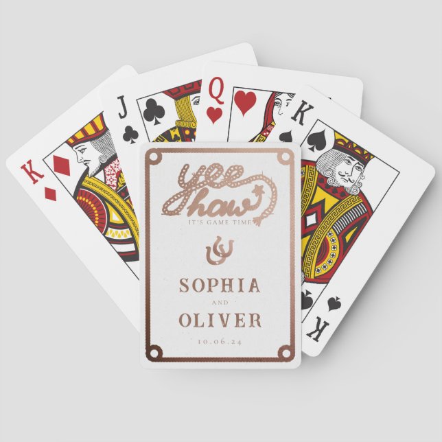 Western Cowboy Country Rustic Wedding Playing Cards (Back)