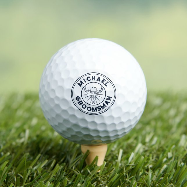 Western Cowboy Cow Skull Logo Customized Groomsmen Golf Balls (Insitu Tee)
