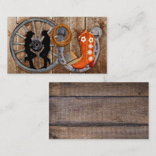 Western Cowboy Cowgirl Horseshoe Wagon Wheel Business Card
