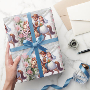 Western Cowboy Cowgirl Wedding Wrapping Paper