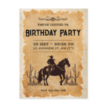 Western Cowboy First Birthday Invitation