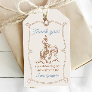 Western Cowboy First Rodeo 1st Birthday Gift Tags
