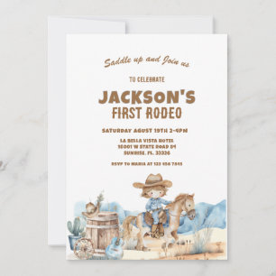 Western Cowboy First Rodeo Birthday Invitation
