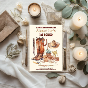 Western Cowboy First Rodeo Birthday Invitation