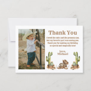 western cowboy first rodeo birthday photo thank you card
