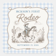 Western Cowboy First Rodeo Birthday Sticker