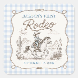 Western Cowboy First Rodeo Birthday Sticker