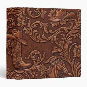Western Cowboy Floral Horse Vintage Leather Binder