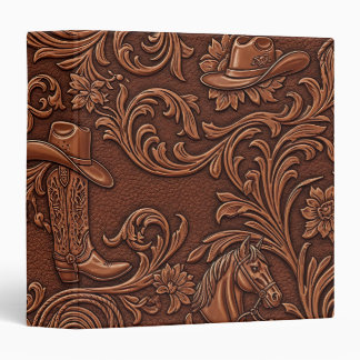 Western Cowboy Floral Horse Vintage Leather Binder