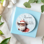 Western Cowboy From Santa to Child Gift Christmas  Classic Round Sticker<br><div class="desc">This design may be personalized in the area provided by changing the photo and/or text. Or it can be customized by clicking Personalize this Template and then choosing the click to customize further option and delete or change the colour of the background, add text, change the text colour or style,...</div>