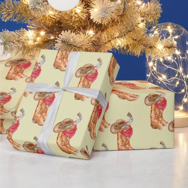 Western Cowboy Gear Pattern Wrapping Paper (Holidays)