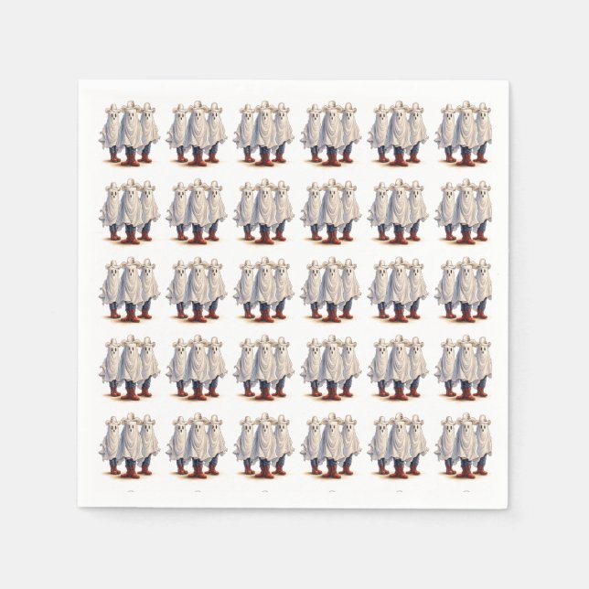 Western Cowboy Ghosts Spooky Halloween Pattern Napkin (Front)