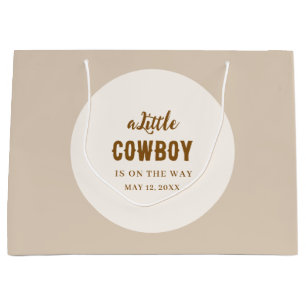 Western Cowboy Gift Bag - Solid Sand White for Boy