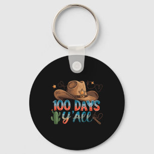 Western Cowboy Hat 100 Days Y'all 100th Day School Keychain