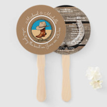 Western cowboy hat and boot horseshoe wedding Fan