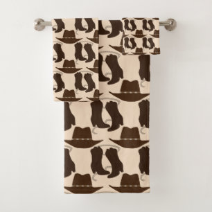 Western Cowboy Hat and Boots Bath Towel Set