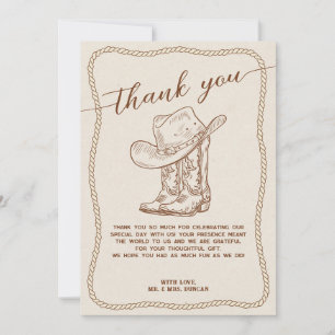Western Cowboy Hat and Boots Photo Thank You Card