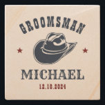 Western Cowboy Hat Best Man Groomsmen Personalized Stone Coaster<br><div class="desc">Personalized gifts for groomsmen and best man with western cowboy theme. Decorated with cowboy hat with vintage western font. Text and colour are editable using the Design Tool to fit your occasion. Get this customize gift for wedding,  bachelor party,  engagement party or any other special occasions.</div>