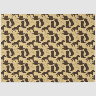 Western Cowboy Hat Boots Horse Gold Glitter Tissue Paper