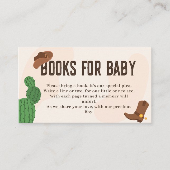 Western Cowboy Hat, Cactus | Books For Baby Enclosure Card (Front)
