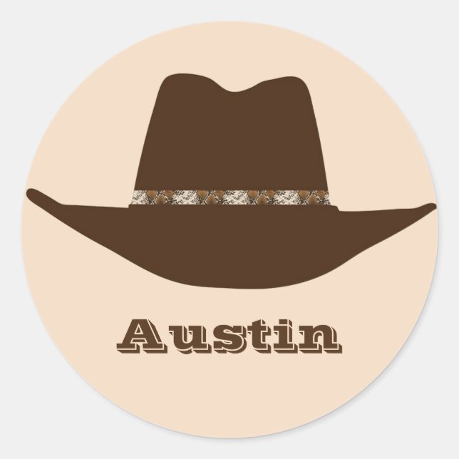 Western Cowboy Hat Custom Classic Round Sticker (Front)