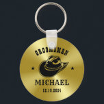 Western Cowboy Hat Groomsmen Personalized Name Keychain<br><div class="desc">Personalized gifts for groomsmen and best man with western cowboy theme. Decorated with cowboy hat with vintage western font. Text and colour are editable using the Design Tool to fit your occasion. Get this customize gift for wedding,  bachelor party,  engagement party or any other special occasions.</div>