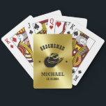 Western Cowboy Hat Groomsmen Personalized Name Playing Cards<br><div class="desc">Personalized gifts for groomsmen with western cowboy theme. Decorated with cowboy hat with vintage western font. Text and colour are editable using the Design Tool to fit your occasion. Get this customize gift for wedding,  bachelor party,  engagement party or any other special occasions.</div>