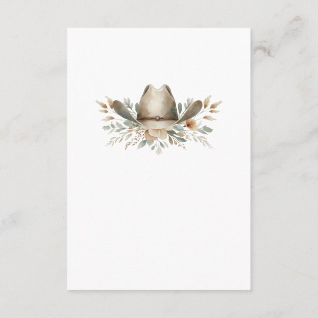 Western cowboy hat wedding details card (Back)