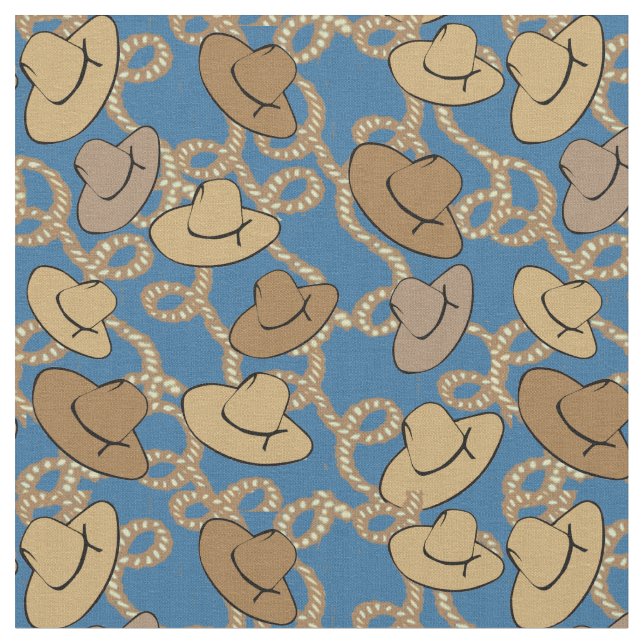 Western Cowboy Hats and Lassos Fabric (Close Up)