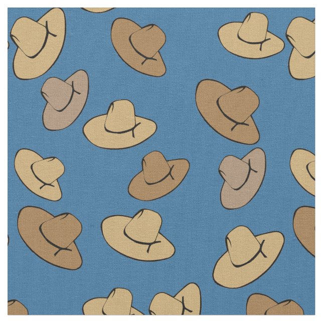 Western Cowboy Hats Print Fabric (Close Up)