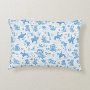 Western Cowboy Horse Cactus Desert Toile Accent Pillow