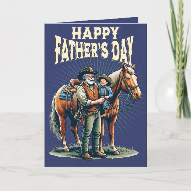 Western Cowboy Horse Child Happy Father's Day 3 Card (Front)