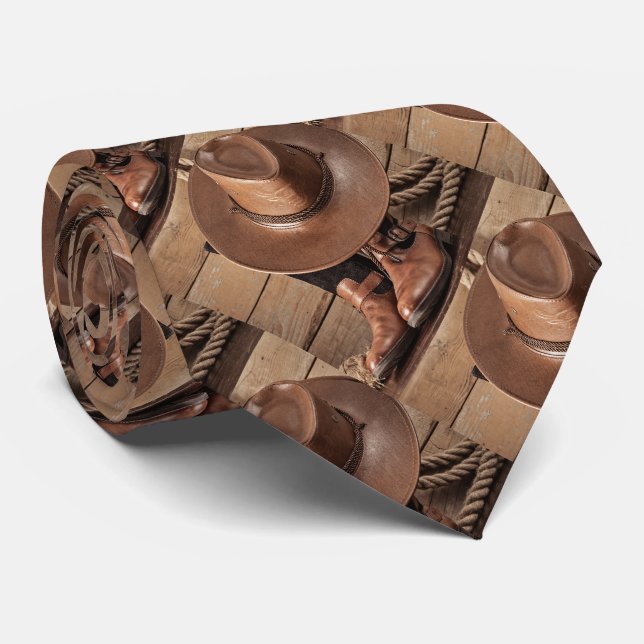 Western Cowboy Horse Riding Boots Hats Tie (Rolled)