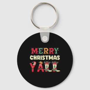 Western Cowboy Howdy Merry Christmas Yall Cowgirl Keychain