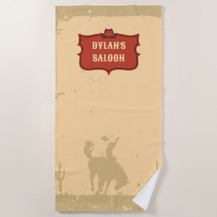 Western Cowboy Monogram Rustic Name Saloon Beach Towel