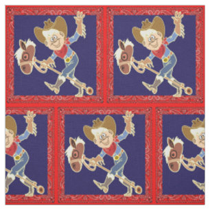 Western Cowboy On Stick Horse Bandana Trim Fabric