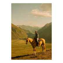 Western Cowboy & Palomino Horse | Vintage Mountain