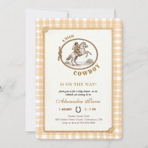 Western Cowboy Plaid Gingham Baby Shower Invitation