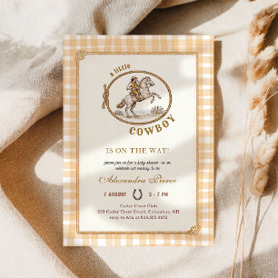 Western Cowboy Plaid Gingham Baby Shower Invitation