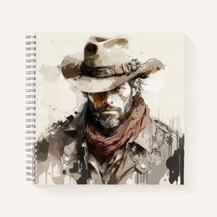 Western Cowboy Portrait Painting Historic Horses Notebook